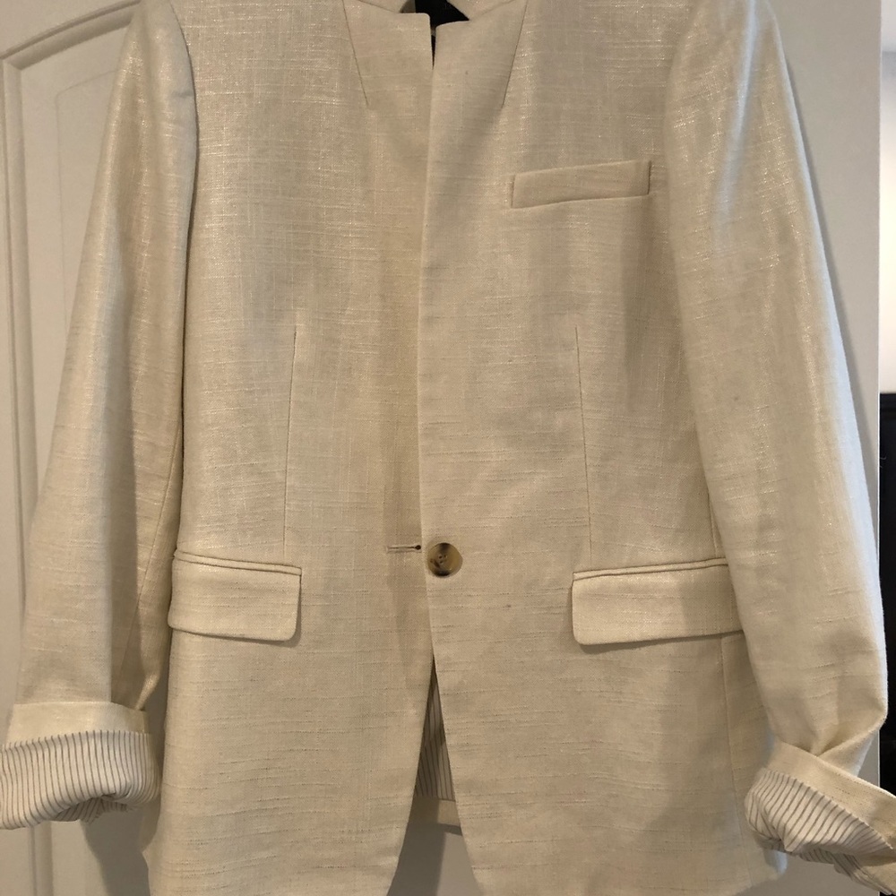 J crew brand new cream/shimmer linen blazer